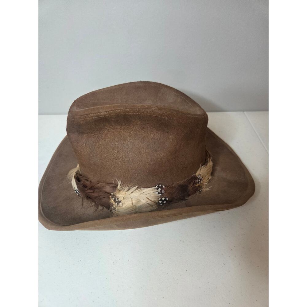 Stetson 'The Gun Club' Feathered Hatband Felt Western Fedora Hat Brown Size 7 - Picture 2 of 4